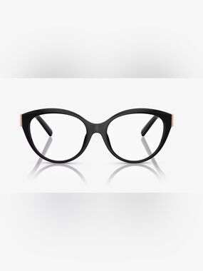 Tory Burch Glossy Black Rounded Women's Eyewear